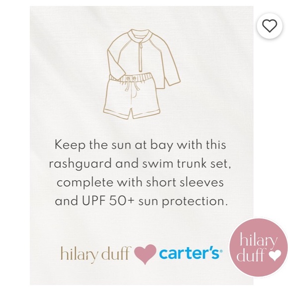 Carter’s Hilary Duff 2-Piece Rashguard Set 12M - Picture 2 of 2
